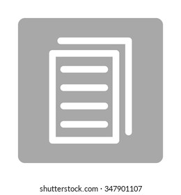 Copy File vector icon. Style is flat rounded square button, white and silver colors, white background.