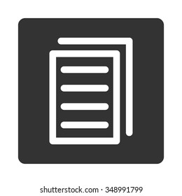 Copy File vector icon. Style is flat rounded square button, white and gray colors, white background.