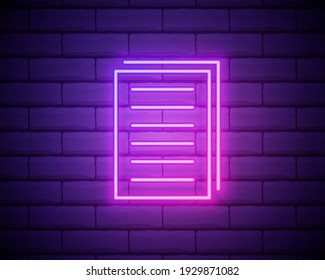 Icono de neón para copiar archivos. Línea delgada simple, contorno vector de web, íconos minimalistas para UI y UX, sitio web o aplicación móvil aislados en pared de ladrillo.