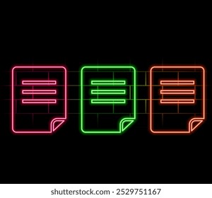 Ícone de néon Copiar arquivos. Linha fina simples, vetor de contorno da web, ícones minimalistas para UI e UX, site ou aplicativo móvel isolado na parede de tijolo.2.