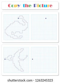 Copy the graphic picture. Draw dinosaurs with lines. Worksheet for kids
