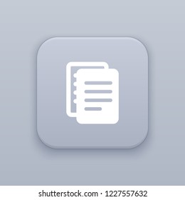 Copy, gray vector button with white icon on gray background