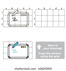 Copy the horizontal picture using grid lines, the simple educational game for preschool children education with easy gaming level, the kid drawing game with Magnet Whiteboard