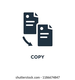 Copy icon. Black filled vector illustration. Copy symbol on white background. Can be used in web and mobile.