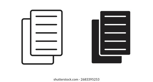 Copy icon flat and stroke style pack on white background. Vector illustrations