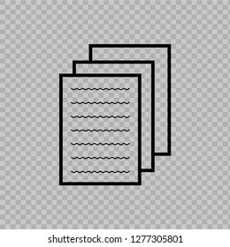 Copy icon on transparent background. Vector.