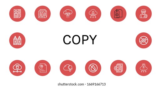copy icon set. Collection of Leaflet, Document, Cloud, Price tag, Editor, Ink, Documentation, Compact disc icons