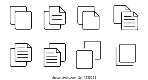 Copy icon sign in line style. copy duplicate layer icon set, copy paste icon for websites, apps ,UI or UX. vector illustration.