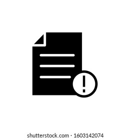 Copy icon, signs icon with exclamation mark icon in black flat on white background, Copy icon and alert, error, alarm, danger symbol. Vector illustration