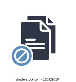 Copy icon, signs icon with not allowed sign. Copy icon and block, forbidden, prohibit symbol. Vector illustration