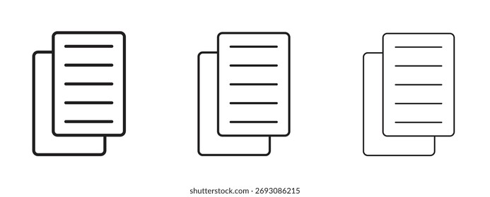 Símbolo de icono de copia. Signo de estilo lineal para el concepto móvil