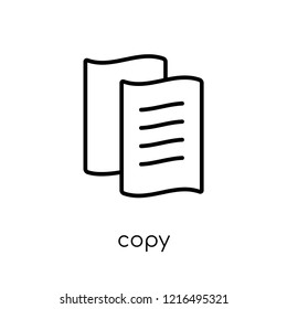 copy icon. Trendy modern flat linear vector copy icon on white background from thin line collection, outline vector illustration