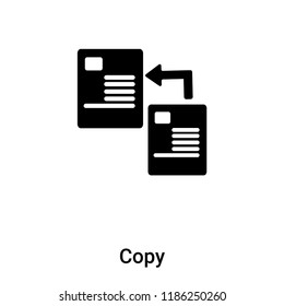 Copy icon vector isolated on white background, logo concept of Copy sign on transparent background, filled black symbol