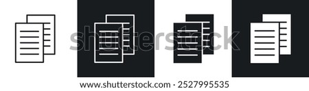 Copy icon vector icon set black filled and outlined style.