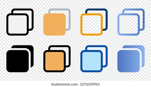 Copy icons in different style. Copy icons. Different style icons set. Vector illustration