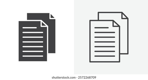 Copy icons. flat and line style set