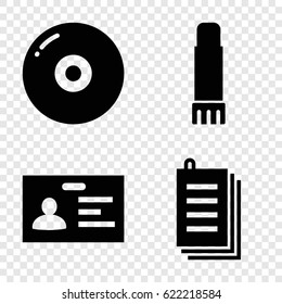 Copy icons set. set of 4 copy filled icons such as badge, paper, glue pen