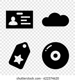 Copy icons set. set of 4 copy filled icons such as badge, cloud, disc