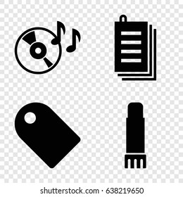 Copy icons set. set of 4 copy filled icons such as paper, disc on fire, glue pen