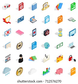 Copy icons set. Isometric style of 36 copy vector icons for web isolated on white background