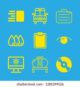 copy icons set with printing, design distribution of elements of an article and screen vector set