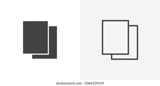 Copy icons vectors illustrations in black fill and liner versions