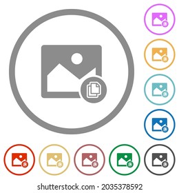 Copiar iconos de color plano de imagen en los contornos redondos sobre fondo blanco