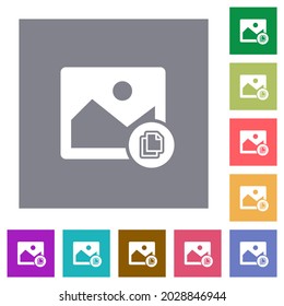Copiar iconos planos de imagen en fondo cuadrado de color sencillo