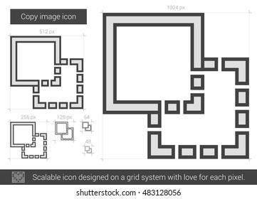 Copy image vector line icon isolated on white background. Copy image line icon for infographic, website or app. Scalable icon designed on a grid system.