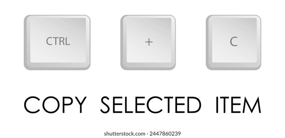 Copy key combination. Keyboard shortcut for quickly executing command in operating system. Isolated vector on white background