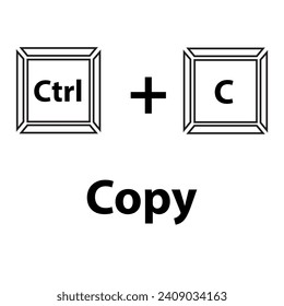 Copy keyboard flat vector illustration. Ctrl+C hotkeys vector