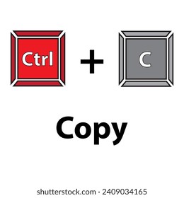 Copy keyboard flat vector illustration. Ctrl+C hotkeys vector