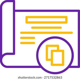 Línea de copia Línea de Vector de dos colores Diseño de icono de Vector de dos colores