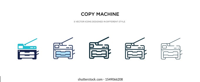 copy machine icon in different style vector illustration. two colored and black copy machine vector icons designed in filled, outline, line and stroke style can be used for web, mobile, ui