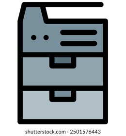 Icono de la máquina de copia con estilo de contorno plano