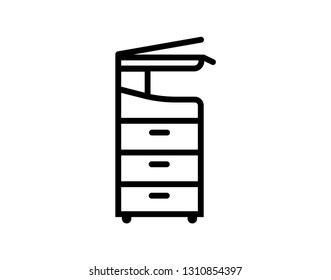 Copy Machine Icon. Line Art Design Isolated On White Background