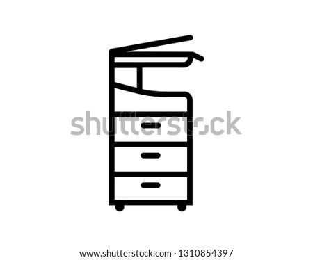 Copy Machine Icon. Line Art Design Isolated On White Background