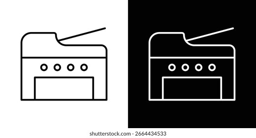 Ícone Copiar máquina em formas de linha, ilustração de vetor de design de linha fina