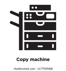 Copy machine icon vector isolated on white background, logo concept of Copy machine sign on transparent background, filled black symbol