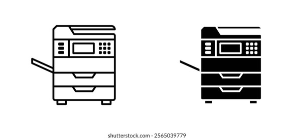 Copy machine icons in outline and fill. vector illustration for ui.