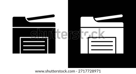Copy Machine icons silhouette design. Black and white Glyph Symbol.