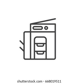 Copy machine line icon, outline vector sign, linear style pictogram isolated on white. Copier symbol, logo illustration. Editable stroke. Pixel perfect graphics