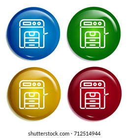 Copy machine multi color gradient glossy badge icon set. Realistic shiny badge icon or logo mockup