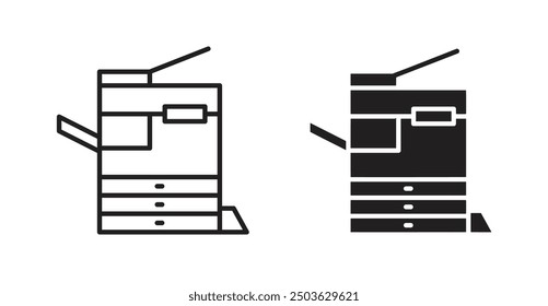 Copy machine vector icon in solid and outline style