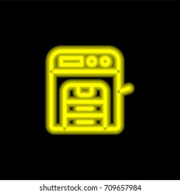 Copy machine yellow glowing neon ui ux icon. Glowing sign logo vector