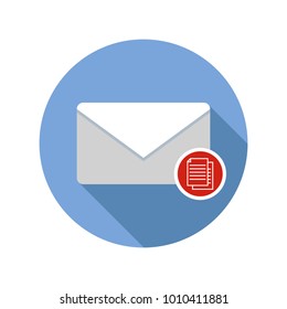 Copy mail icon. Email icon with long shadow. Vector Flat Illustration