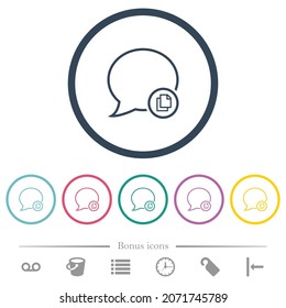 Copiar los iconos de color plano del contorno del mensaje en contornos redondos. 6 iconos de bonificación incluidos.