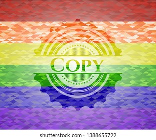 Copy on mosaic background with the colors of the LGBT flag