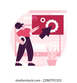 Copy optimization abstract concept vector illustration. Copy optimization service, menu bar tab, company website, webpage development, UI design, SEO business, search engine abstract metaphor.