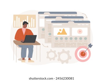 Copy optimization isolated concept vector illustration. Copy optimization service, menu bar tab, company website, webpage development, UI design, SEO business, search engine vector concept.